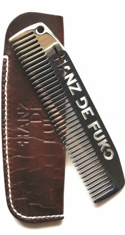Steel comb with Leather sheath